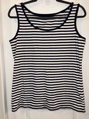 Talbots Striped Sleeveless Tank Top - Navy & White